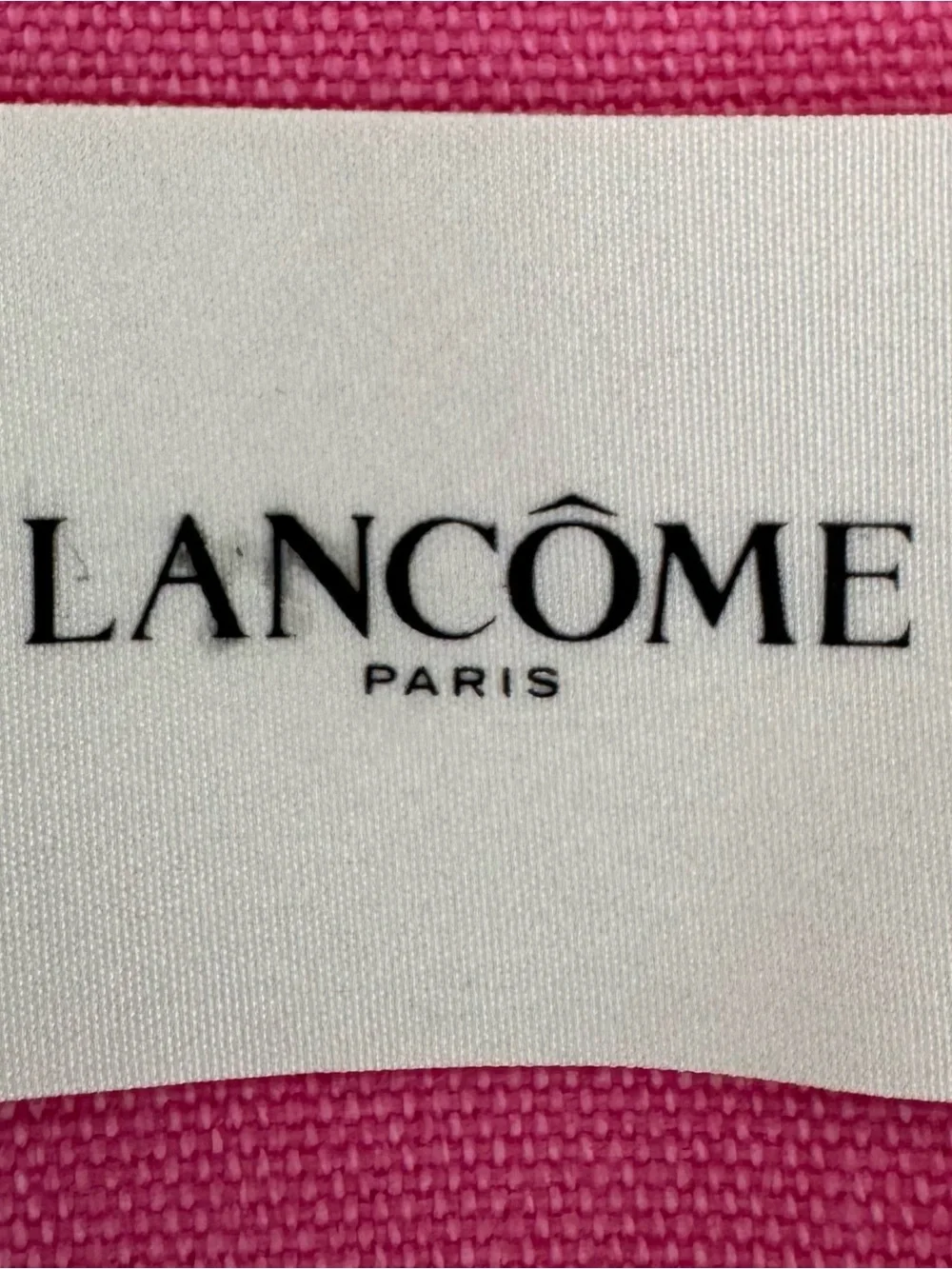 NWT Lancôme Pink Canvas Tote Bag with Cream Trim, size 17x12 boho beach Barbie - Picture 8 of 9